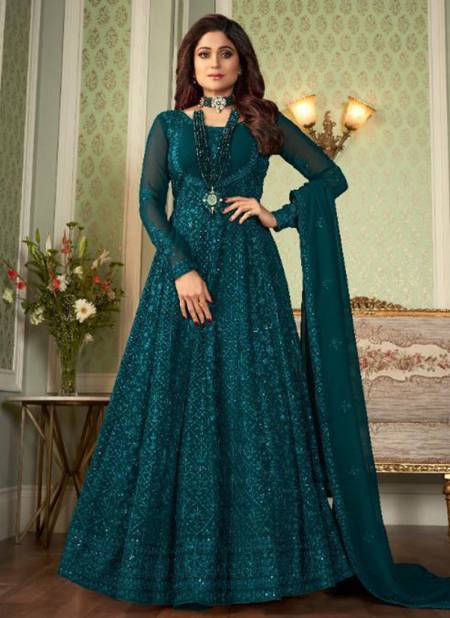 Sea Green Colour AASHIRWAD AVNI Heavy Real Georgette Festive Wear Designer Gown Collection 8387